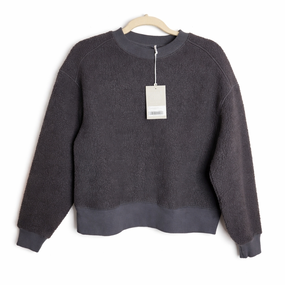 NWT Everlane Black Fleece Oversized Crewneck Teddy Sweatshirt, XS & XXS